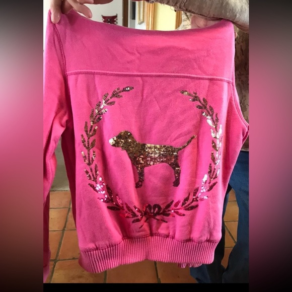 VS PINK BLING FAUX FUR FULL ZIP JACKET SZ M 2009 COLLECTION FULL ZIP AND BUTTON - Picture 7 of 14